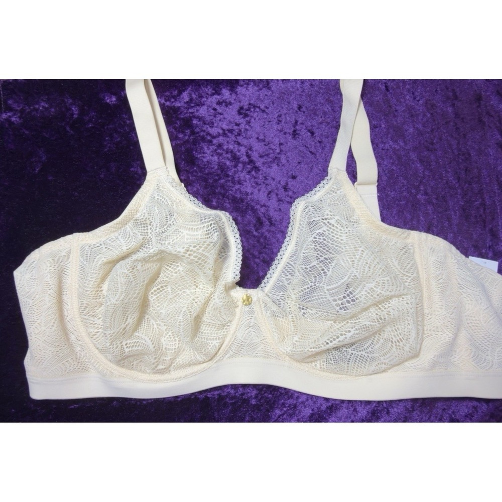 Understance Bra Zoe Womens 46D Sand Lace Smooth Coverage Sexy Underwire